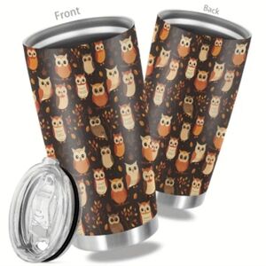 20oz Stainless Steel Tumbler. Owls. With box and straw.